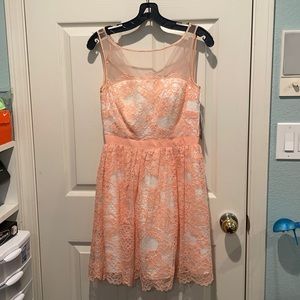 Pink and white floral lace party dress